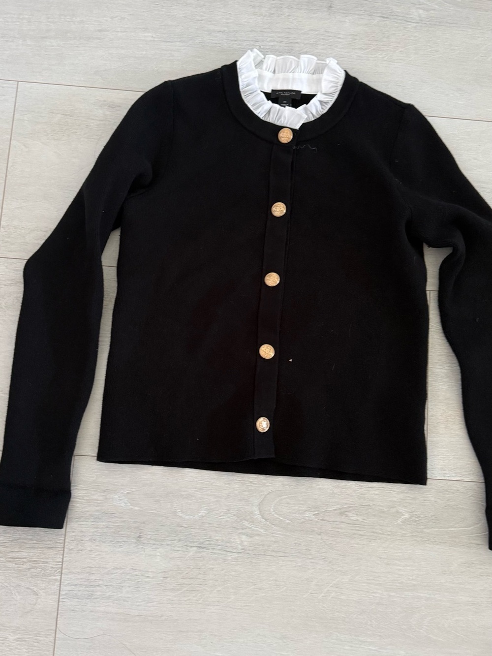 Ann Taylor Black Cardigan with Gold-Tone Buttons